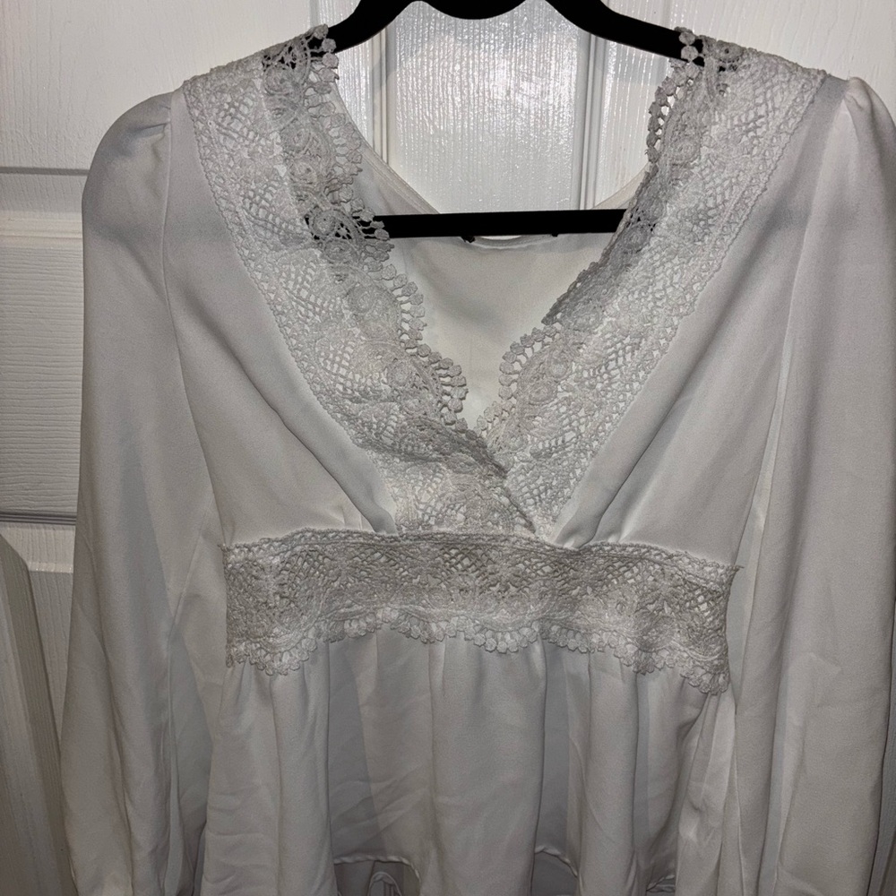 Elegant White Lace Trim Top